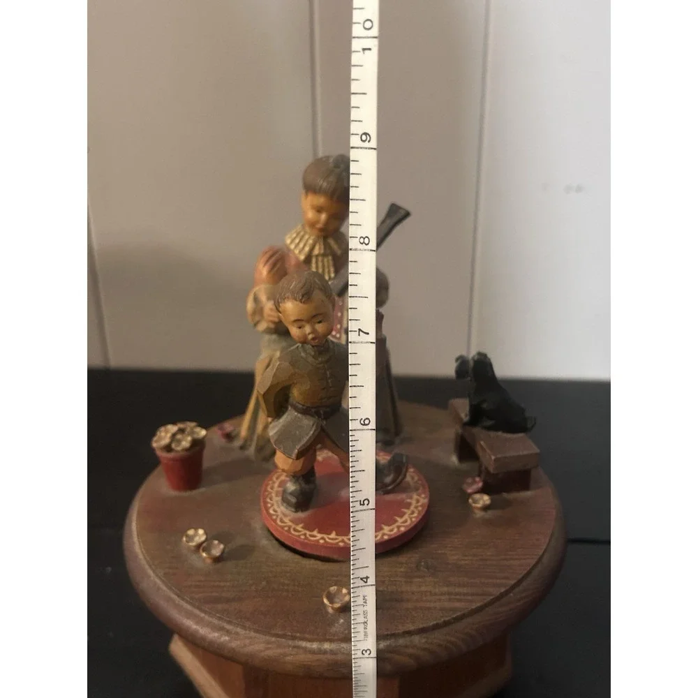 Vintage ANRI THORENS Music Box Lara's Theme Hand Carved Wooden Figures
